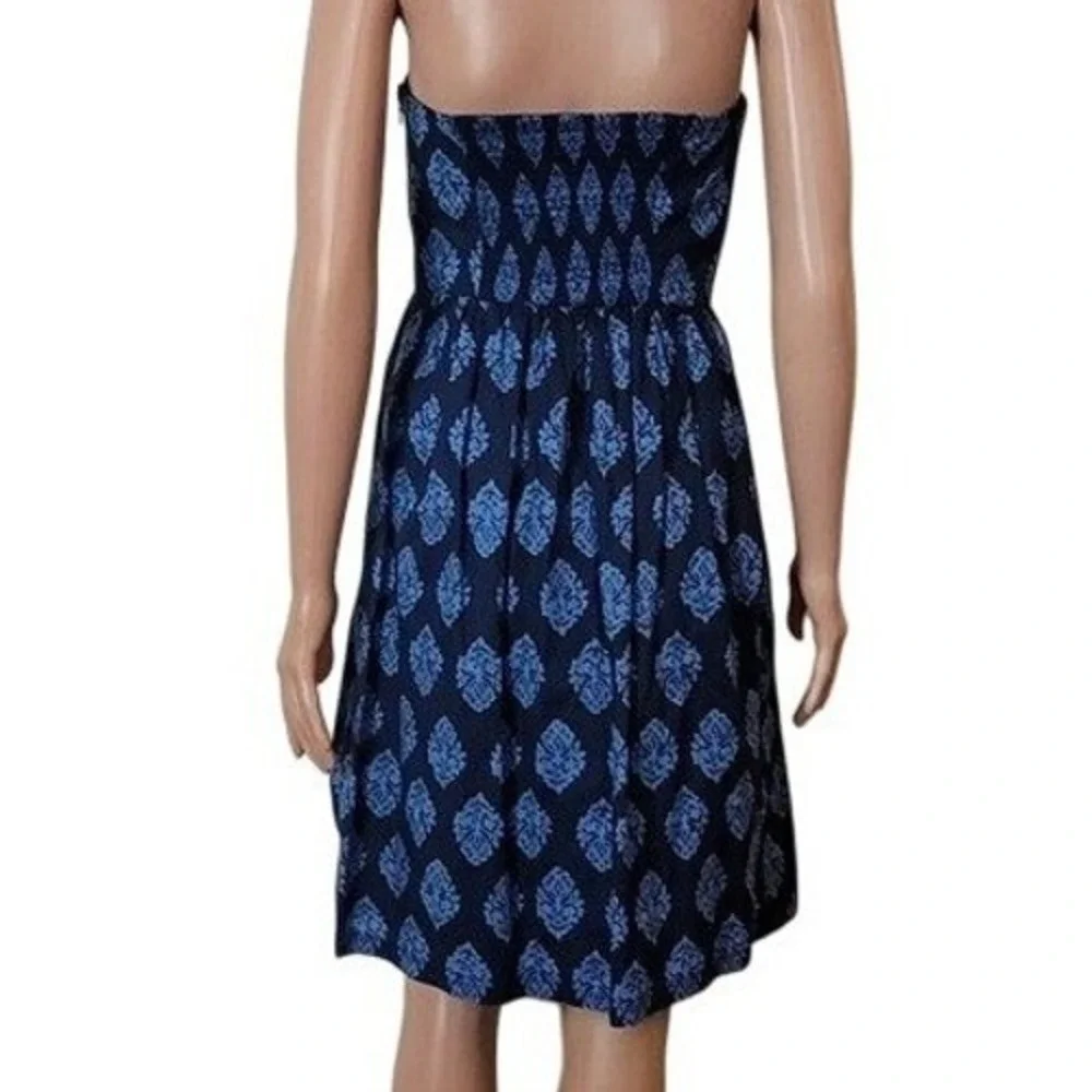 Old Navy Strapless Dress womens S/6 Blue 100% cotton boho mini A-line sweetheart